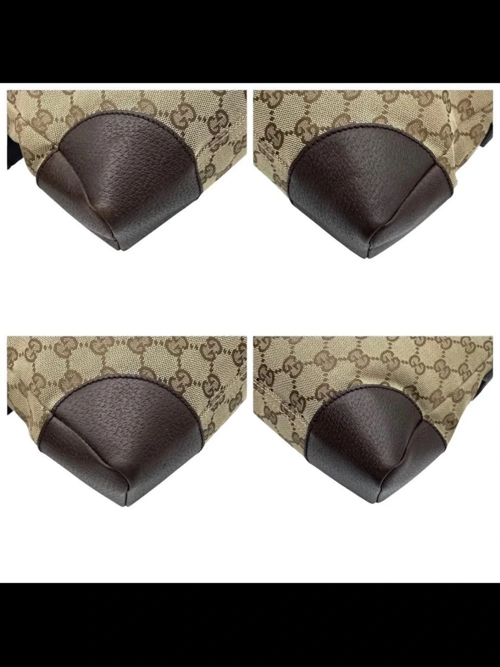 Gucci Beige Brown GG Canvas Messenger Bag with Dark Brown Trim